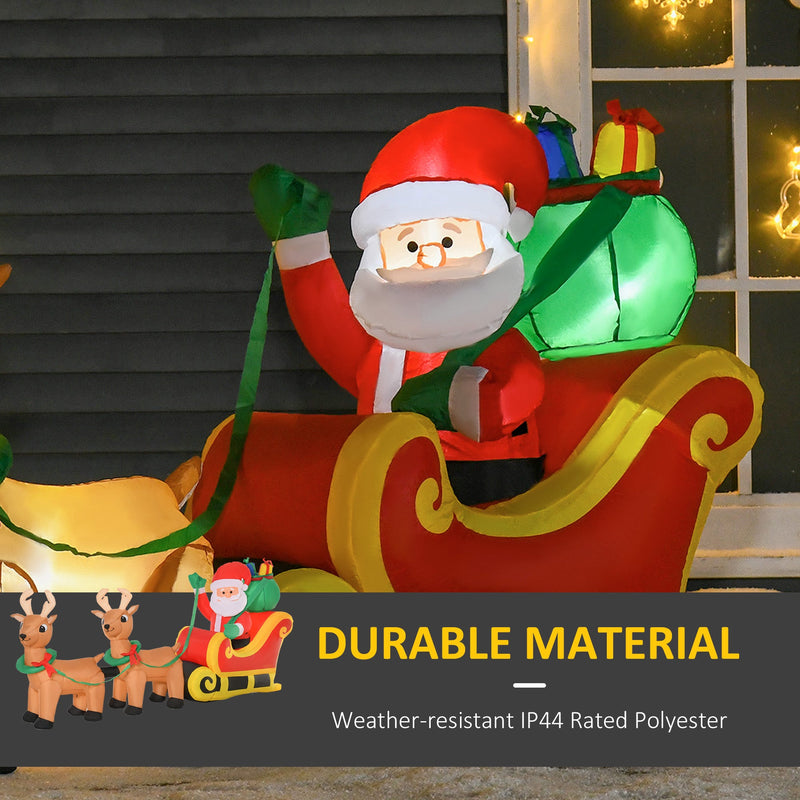 HOMCOM Inflatable Santa Claus On Sleigh