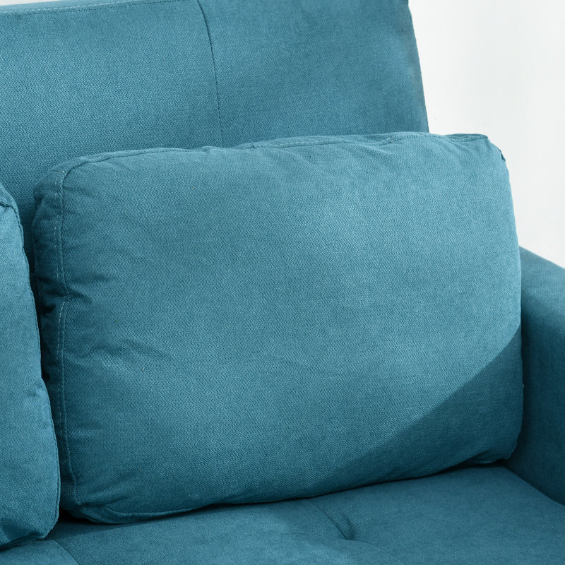 HOMCOM 2 Seater Sofa Bed Convertible Bed Settee With Cushions, Pockets, Blue