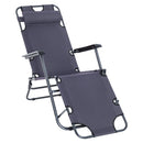 Outsunny 2 in 1 Outdoor Folding Sun Lounger w/ Adjustable Back and Pillow Grey