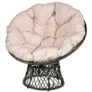 Outsunny 360° Swivel Rattan Papasan Moon Bowl Chair Round Outdoor w/ Padded