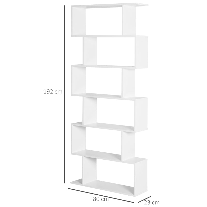 Particle Board 6-Tier Asymmetrical Shelving Unit White