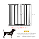 PawHut 74-100cm Adjustable Metal Pet Gate Safety Barrier w/Auto-Close Door Black
