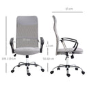 HOMCOM Executive Office Chair High Back Mesh Back Seat Desk Chairs, Light Grey