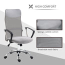 HOMCOM Executive Office Chair High Back Mesh Back Seat Desk Chairs, Light Grey