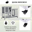 Two Level Rabbit Hutch - Grey & White