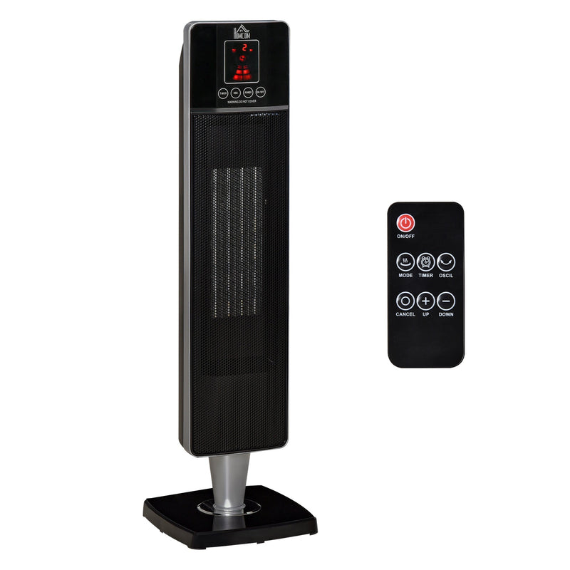 HOMCOM Indoor Space Heater Oscillating Ceramic Heater w/ Adjustable Modes 1000W/2000W