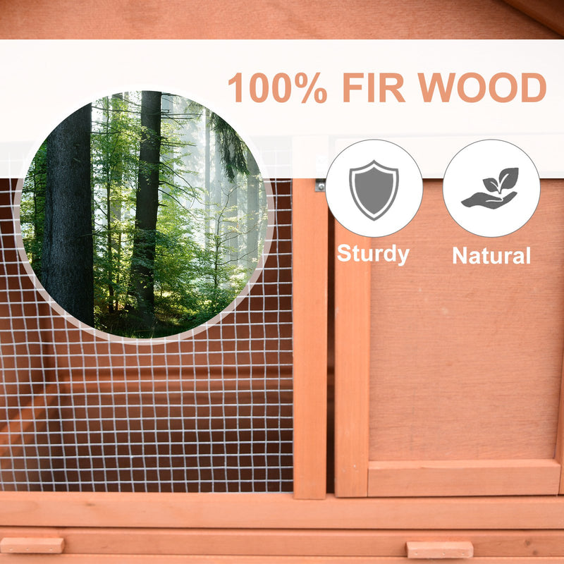 Pawhut Gold Red Wooden Rabbit Hutch