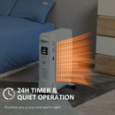 HOMCOM 2180W White Oil Filled Radiator, 9 Fin Portable Heater w/ Timer Remote Control White Safety Cut-Off and Remote Control White Radiator Settings