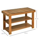 Acacia Wood Shoe Bench  3-Tier Shoe Storage Rack Hallway Organizer Shelf for Entryway Living Room Bedroom