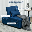 HOMCOM Folding Sofa Bed Adjustable Single Sleeper W/ Pillow Side Pocket, Blue