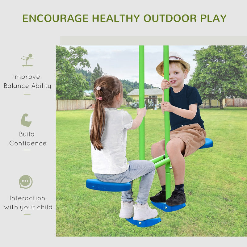 Outsunny Kids Swing - 2 Swings and Double Glider
