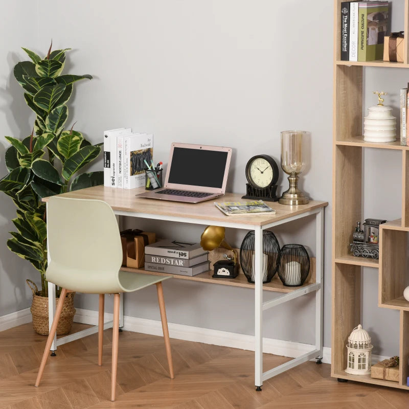 HOMCOM Computer Desk with Shelves - Oak