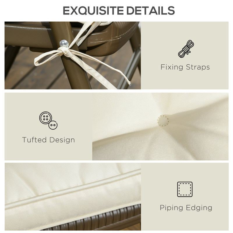 Outsunny 42 x 42cm Replacement Garden Seat Cushion Pad with Ties, Cream