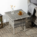 Outsunny PE Rattan Outdoor Coffee Table, Modern Rattan Side Table, Mixed Grey