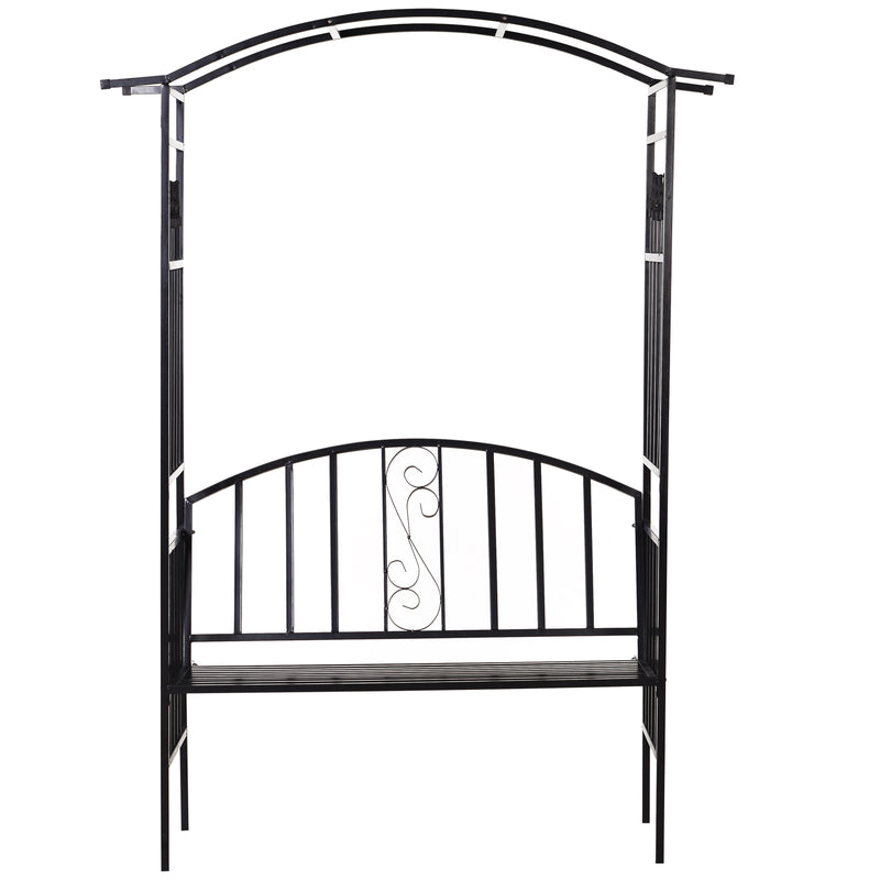 Outsunny Metal Arch Garden Bench - Black