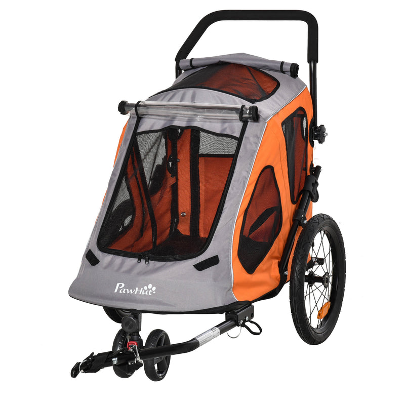 PawHut 2-IN-1 Dog Bike Trailer Pet Carrier Stroller Reflector 140 x 71