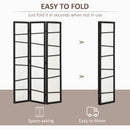 HOMCOM Folding Room Divider 3 Panel Privacy Screen Protector with Wooden Frame
