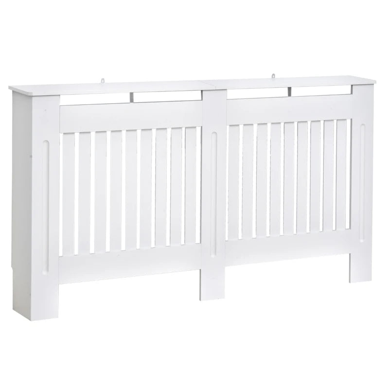 HOMCOM MDF Radiator Cover Slatted Painted Cabinet Lined Grill Modern Vertical Style Home Use 3 Sizes-White