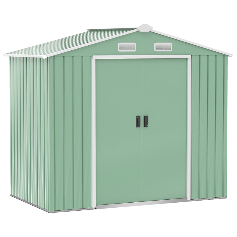 Outsunny Garden Shed Storage Unit with Door Floor Foundation Vent, Light Green