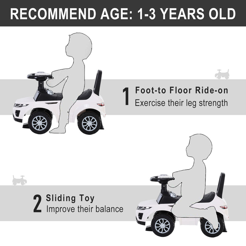 Baby 3 in 1 Rider on Car - White