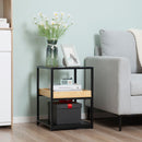HOMCOM Industrial Side Table with 3-tier Storage Shelves for Living Room