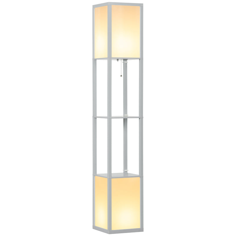 HOMCOM Shelf Floor Lamp with Dual Light, for Living Room, Bedroom, Black
