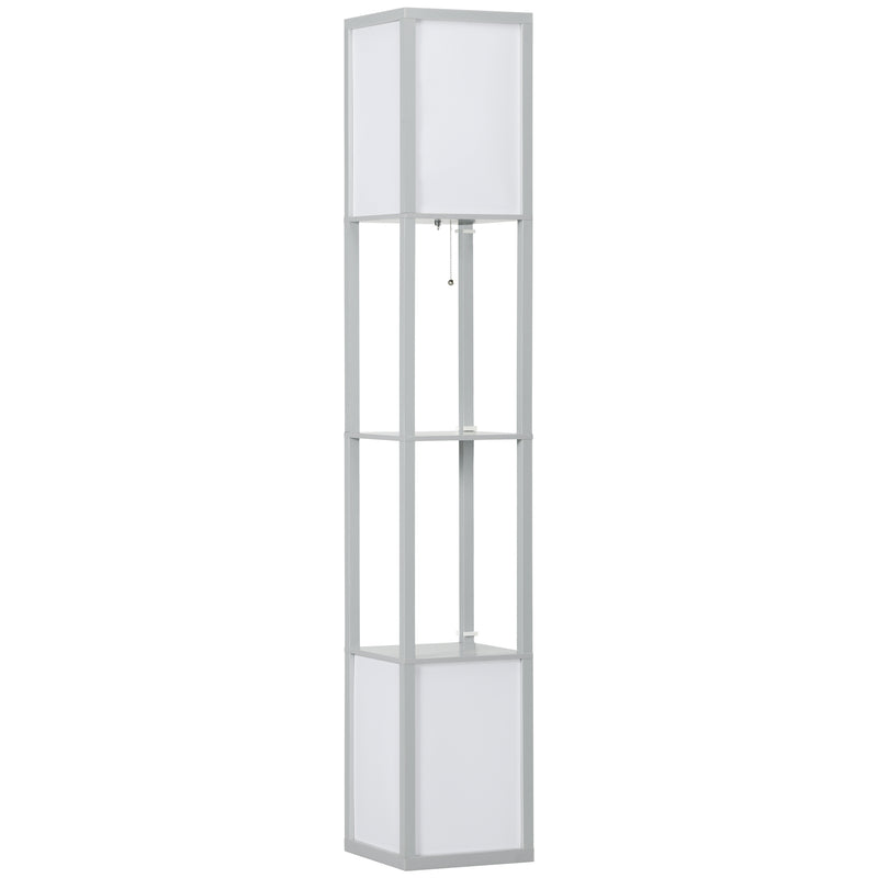 HOMCOM Shelf Floor Lamp with Dual Light, for Living Room, Bedroom, Black