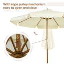 Outsunny Garden Parasol Patio Umbrella With Ruffles And Wooden Pole Beige