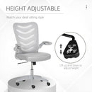 Vinsetto Mesh Office Chair for Home Swivel Task Desk Chair with Lumbar Back Support Flip-Up Arm Adjustable Height Grey Computer w/