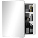 kleankin On-Wall Mounted Bathroom Storage Cabinet with Sliding Mirror Door 3 Shelves Stainless Steel Frame