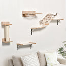 PawHut Cat Shelf Set Tree 4PCs Wall Mounted