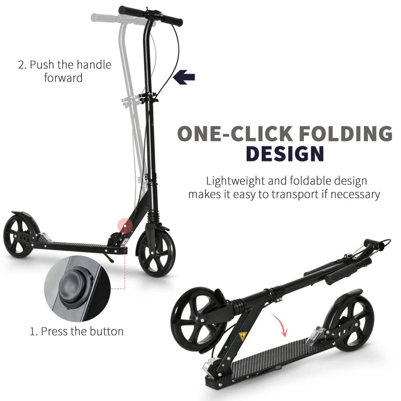 HOMCOM Folding Kick Scooter with Brakes - Black