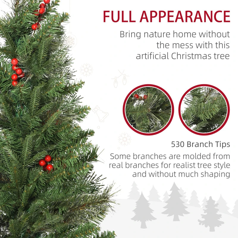 HOMCOM Christmas Tree Slim 5' with Berries