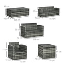 Outsunny 6 PCS Patio Rattan Sofa Set Conversation Furniture with Storage Grey