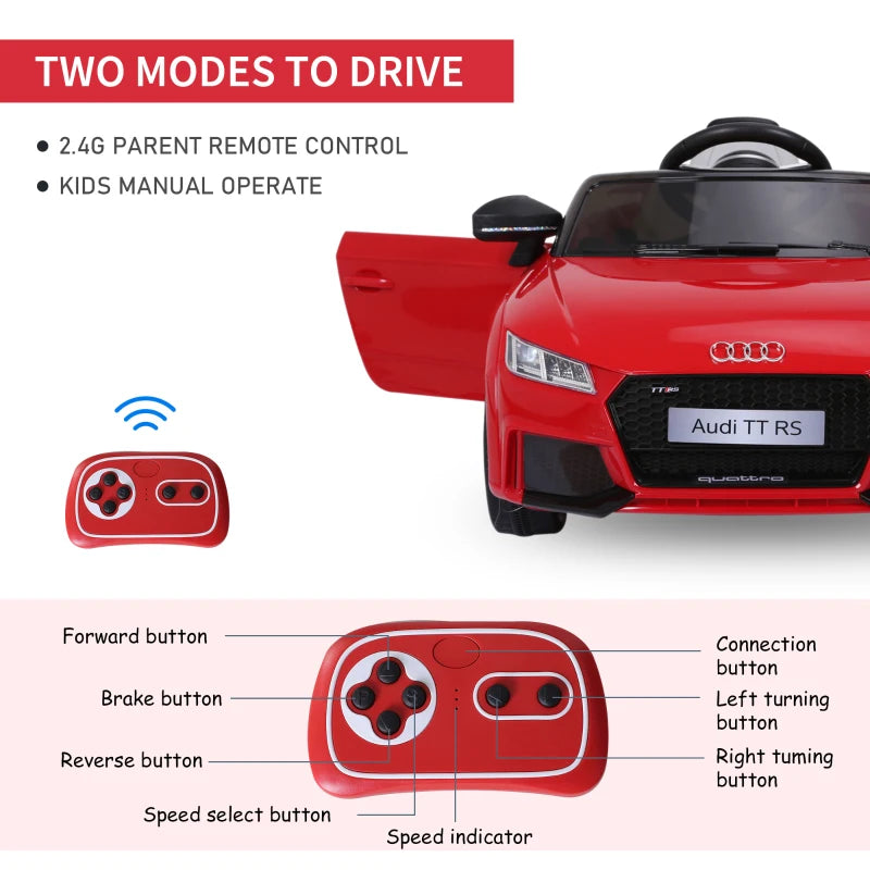 HOMCOM Kids Electric Ride On Car Audi TT RS - Red