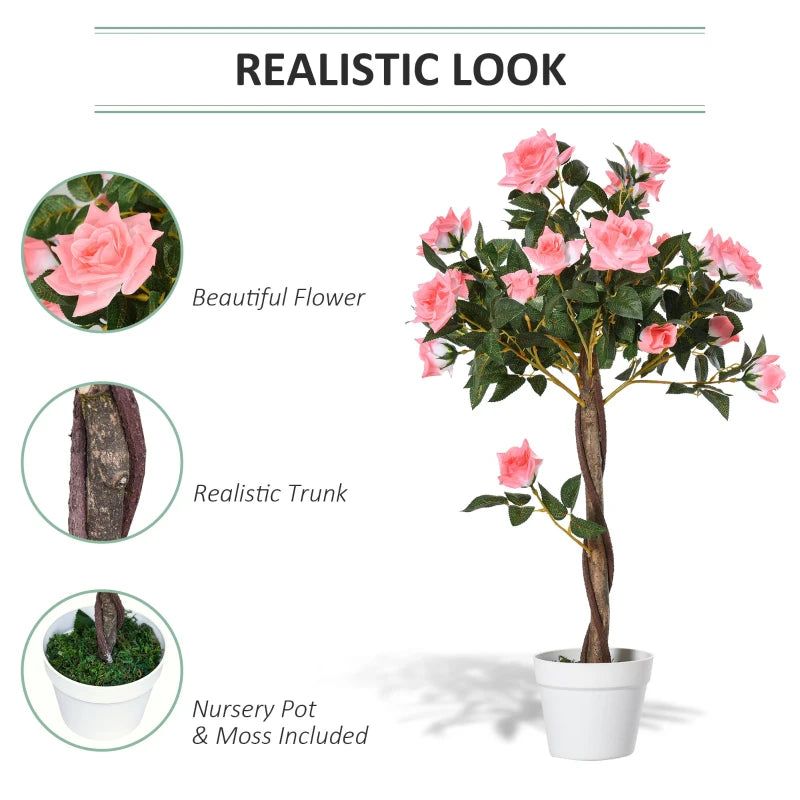 Outsunny Artificial Rose Tree and Planter for Indoor Outdoor use P