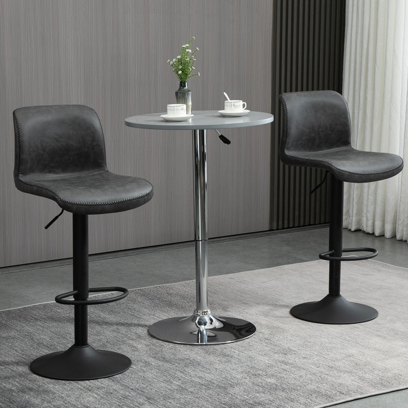 HOMCOM Retro Barstools Set of 2 PU Leather Adjustable Height Swivel Bar Chairs