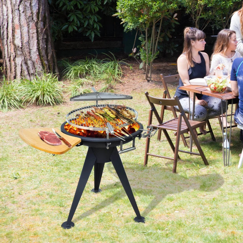 Outsunny Outdoor BBQ with Double Grill and Cutting Board
