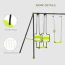 Outsunny Garden Swing Set with Double Swings, Glider, Swing Seats for Outdoor