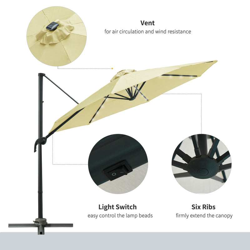 Outsunny Patio Offset Umbrella Cream