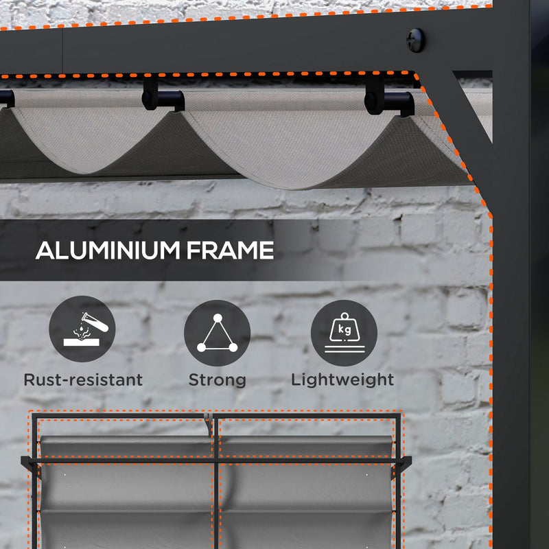 Outsunny 3 x 4m Pergola with Retractable Roof and Aluminium Frame, Grey