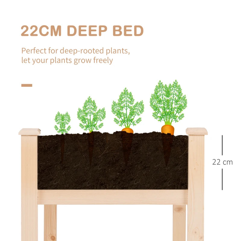 Outsunny Fir Wood Non-Woven Fabric Planting Bed 122.5Lx56.5Wx76H cm