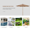 Outsunny 3(m) Wooden Garden Parasol Sun Shade Outdoor Umbrella Canopy Khaki
