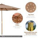 Outsunny 3(m) Wooden Garden Parasol Sun Shade Outdoor Umbrella Canopy Khaki