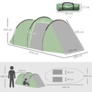 Outsunny 3 Man Camping Tent with Porch and Weather-Resistant Rainfly, Green