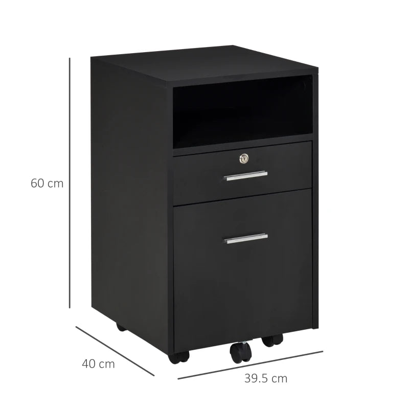 Vinsetto Filing Cabinet with 2 Drawers 40x40x60cm Black