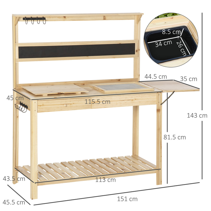 Outsunny Potting Bench Table 151L x 45.5W x 143Hcm