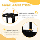 PawHut 74-80cm Adjustable Metal Pet Gate Safety Barrier w/ Auto-Close Black