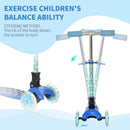 HOMCOM Childrens Foldable 3 Wheel Scooter with Flashing Lights - Blue