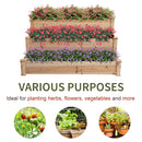 Outsunny Wooden Raised Bed 3-Tier Planter Kit Elevated Box Outdoor Stand